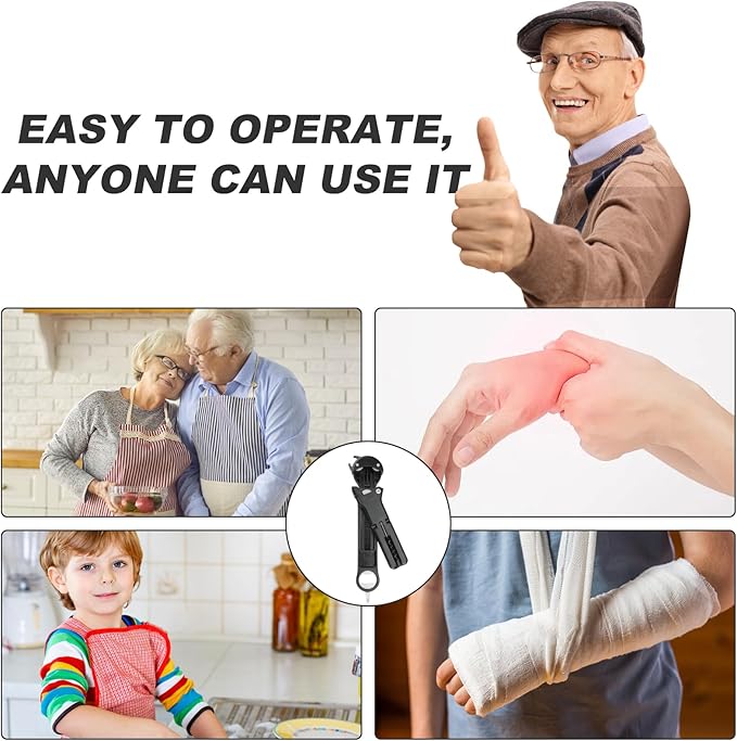 Jar Opener for Seniors with Arthritis, 7 in 1 Bottle Opener and Wine Corkscrew, Easy Grip Kitchen Gadget for Weak Hands Elderly, Retractable Jaw Lid Opener with Magnetic Storage (Black)