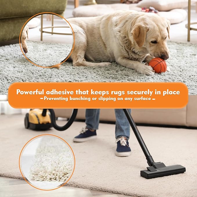 DEVOGUE® 16 PCS Anti-Slip Rug Pads – Dual-Sided Washable & Reusable Rug Pads, Non-Slip Carpet Corner Holders to Prevent Curling – Strong Adhesive Rug Tape for Hardwood, Tile & Laminate Floors