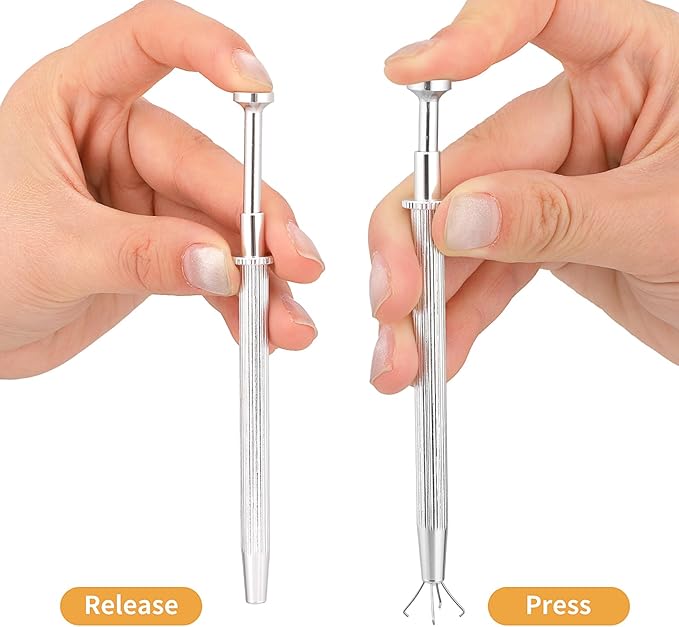 3Pcs Grabber Tool Holder Set Jeweler's Pick Up Sprinkle Pen Jewelry Tweezers 4 Claw Piercing Ball with Prongs Diamond Claw Precision Stainless Steel For Tiny Objects IC Chip Electronic Components