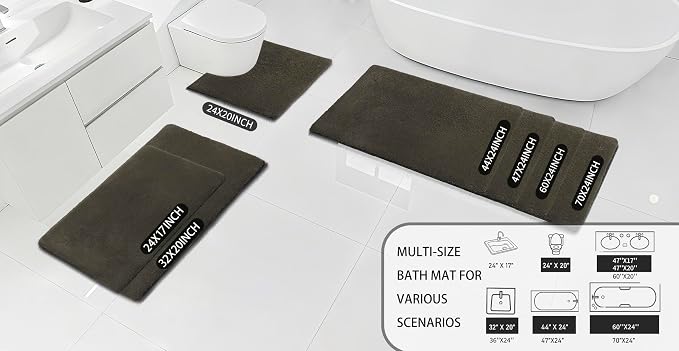 MINIDEAR Bathroom Rugs 24x17 Brown - Thick Memory Foam Bath Mat, Ultra Soft & Plush Fluffy, Non-Slip, Quick Dry, Absorbent Washable Floor Microfiber Mat for Tub, Home Decor Accessories