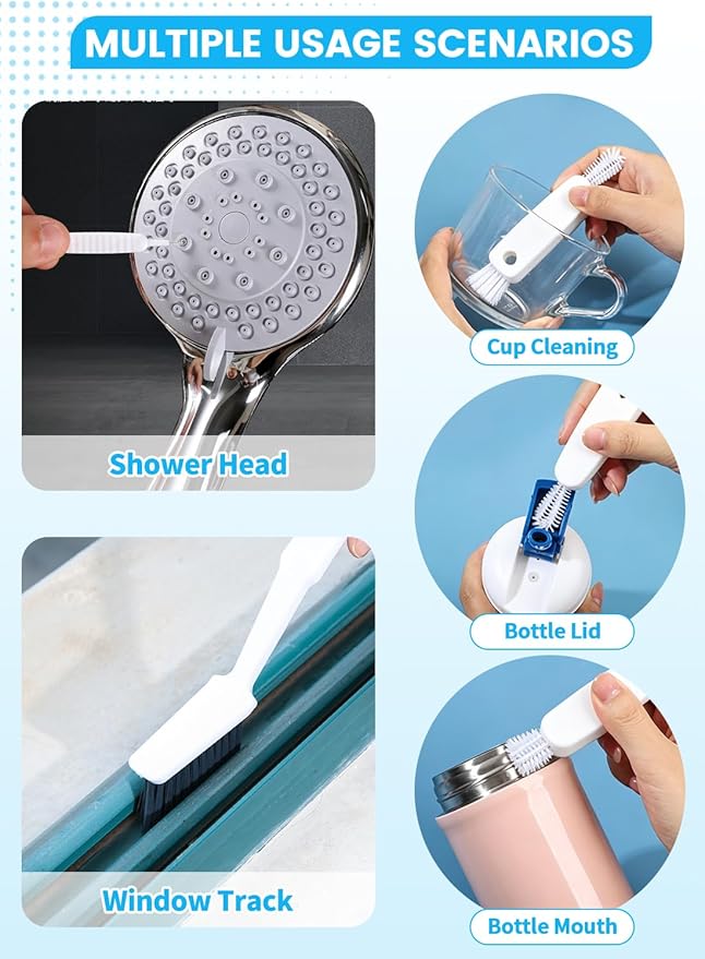 20Pcs Crevice Cleaning Brush Set, Hard Bristle Scrub Brushes Tools for Deep Cleaning Gap,Window Groove Cleaning Brush for Sliding Door, Sill, Tile Lines, Shutter, Corner, Sink, Teapot, Bottle