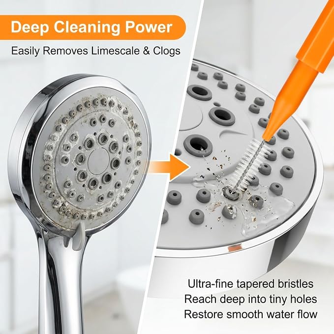 90 Pcs Shower Head Cleaner Tool Set, Small Hole Nozzle Cleaning Brushes & Stainless Steel Cleaning Needles, Multi Size Picks with Caps for Bathroom and Household Gaps