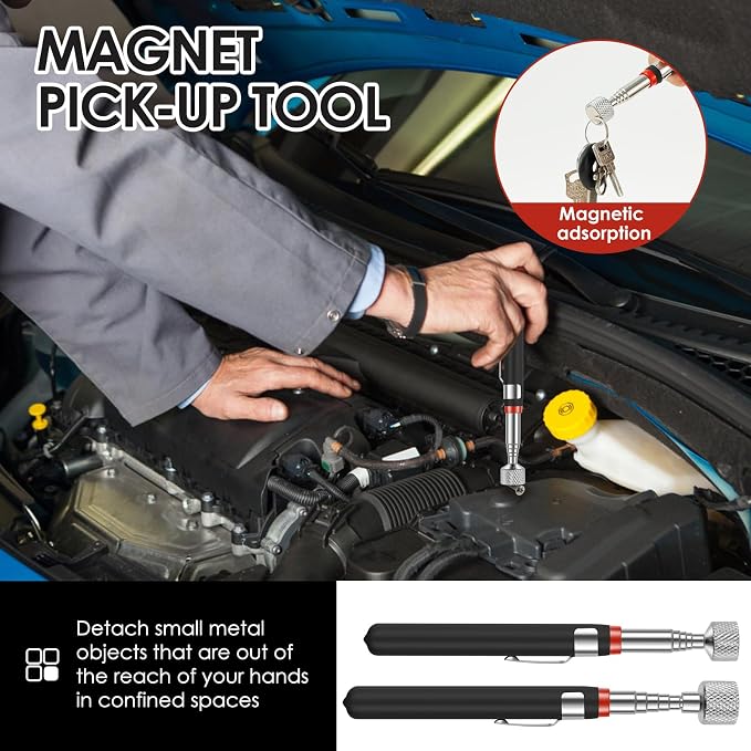 8Pcs Telescoping Magnetic Pickup Tool, 1.5/3/10/15LB Capacity Retractable Magnetic Grabber Tools, Stainless Steel Extendable Stick Reacher grabberTools, Portable Pickup Tool for Bolt Screw (8)