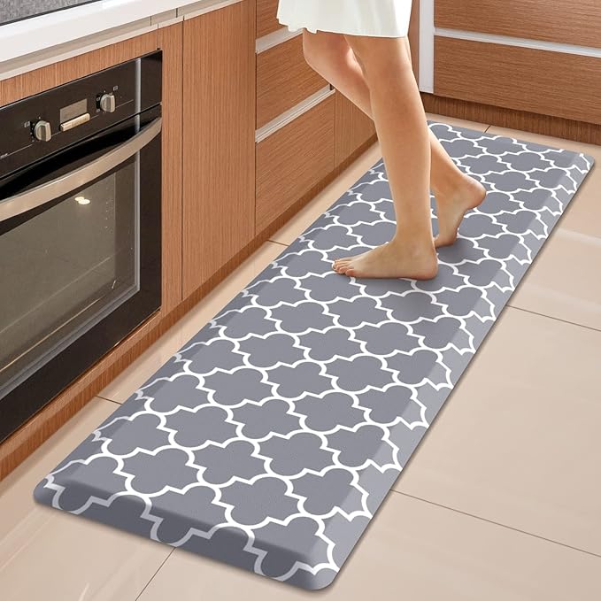 WISELIFE Kitchen Runner Rugs Anti-Fatigue mats - 4/5 Inch Non Slip Waterproof Ergonomic Comfort Mat for Kitchen, Floor Home, Office, Sink, Laundry (17.3"x 60",Grey)
