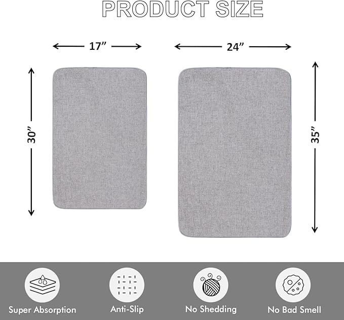 1/10 Inch Ultra Thin Indoor Door Mat, Long-Lasting & Maximum Non-Slip Rubber Backing, Washable & Stain-Resistant Entryway Mat with Powerful Dirt Trapper for Hallway and Kitchen, 47"x24", Gray