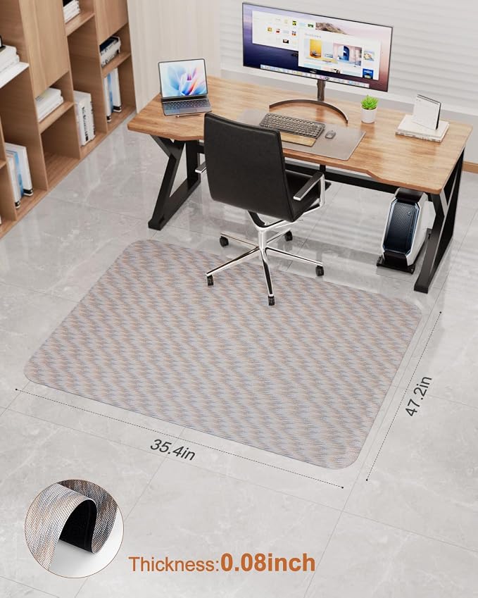 Blvornl Office Chair Mat for Hardwood Floor, Rolling Chair Chair Mat for Hard Wood, Large Anti-Slip Hard Floor Protector, Heavy Duty Computer Desk Rug for Office and Home 35.4"*47.2"