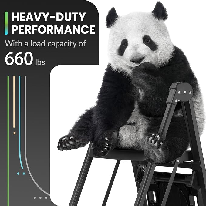 XinSunho 5 Step Ladder, Foldable Handrail & Tool Tray Stool Ladders with Anti-Slip Wide Pedal, 660 lbs Sturdy Steel Ladder for Home Kitchen and Outdoor