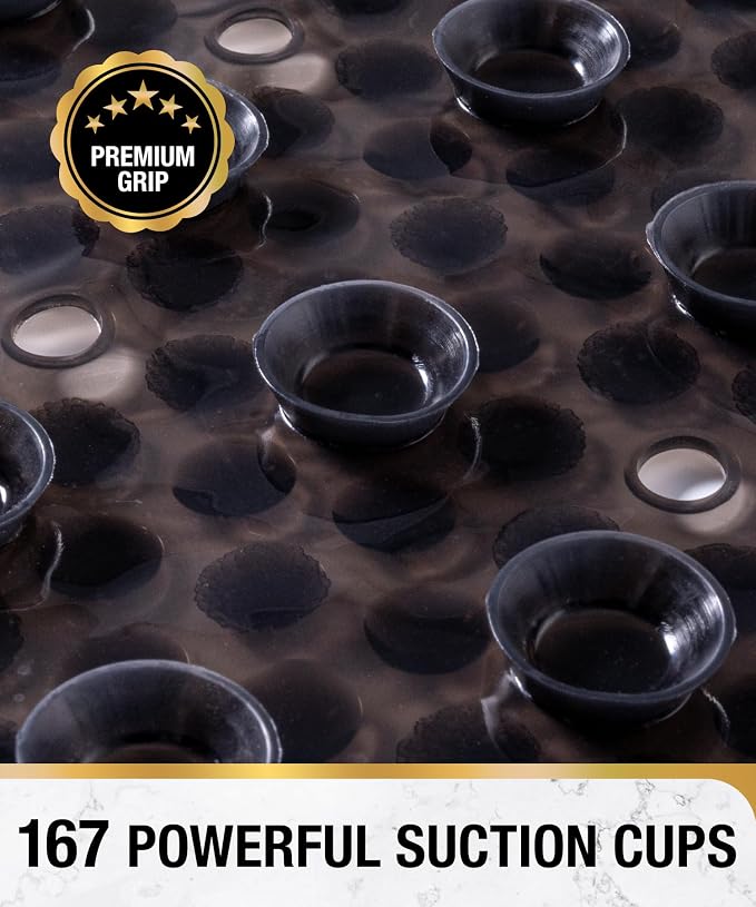 HITSLAM Non Slip Bathtub Mat, 27x15 Inch Bath Mat for Tub with Suction Cups and Drainage Holes, Machine Washable Oval Shower Mat for Kids, Seniors and Daily Use, Phthalate Free PVC, Black