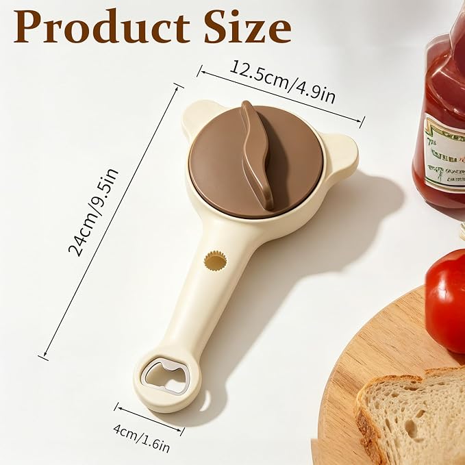 Adjustable Stainless Steel 4-in-1 Jar Opener, Multi-Functional Retractable Bottle Opener with Ergonomic Non-Slip Handle Grip, Easy Twist Kitchen Tool