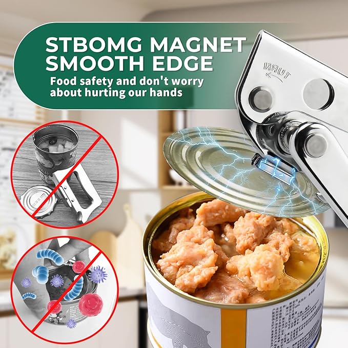 Manual Can Opener Heavy Duty Stainless Steel Commercial Can Opener Handheld Smooth Edge for Seniors for Kitchen Restaurant for Big Cans
