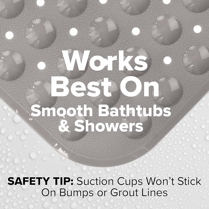 SlipX Solutions Power Grip Extra Long Bath Tub & Shower Mat 39x16, Wet Floor Non-Slip for Elderly & Kids Bathroom, 30% Longer Bathtub Mats, 200 Suction Cups, Drain Holes, Machine Wash, Tan