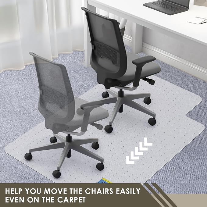 Azadx Heavy Duty Office Chair Mat for Carpet 36" x 48" with Lip Hard Material Chair Mat for Carpeted Floor Non-Slip Carpet Protector for Home Easy Glide Desk Floor Mat for Office Chair on Carpets