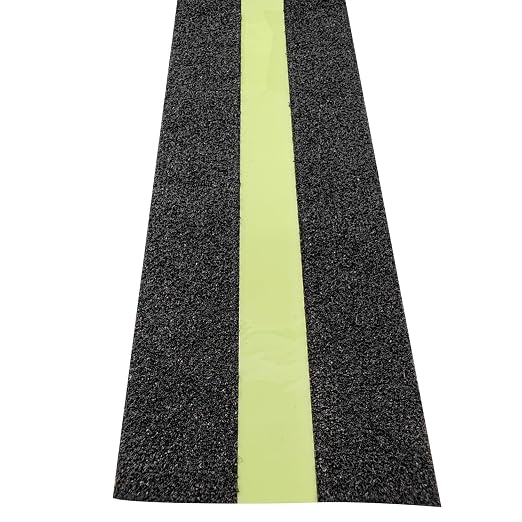 Premium Anti Slip Traction Tape 2" x 16.5 FT - Glow in Dark Green Stripe, No-Residue Tape for Stairs & Outdoor, Weatherproof, Easy Apply & Remove - Durable & High Visibility