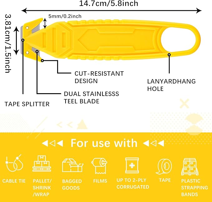Therwen Safety Box Cutter Knife of Stainless Steel Concealed Blade Package Opener with Tape Splitter for Carton Cardboard Wrap Letter Work Bag Straps Film Utility Tool(Colorful,36 Pcs)