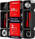 16 PCS Small Parts Tool Box Organizer Trays, tool box trays organizer for Toolbox Organization, Parts Trays and Screw Organizer Box for Tool Chest, Garage Drawers and Workbench