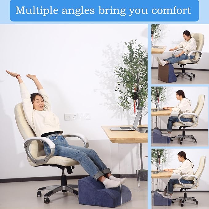 Foot Rest for Under Desk at Work.Multifunctional 3-Tier Foot Stool,with Washable Footrest.for Under Desk,Office Chair Gaming Chair & Sofa,Leg Elevation Pillow,Supports Posture-Light Blue