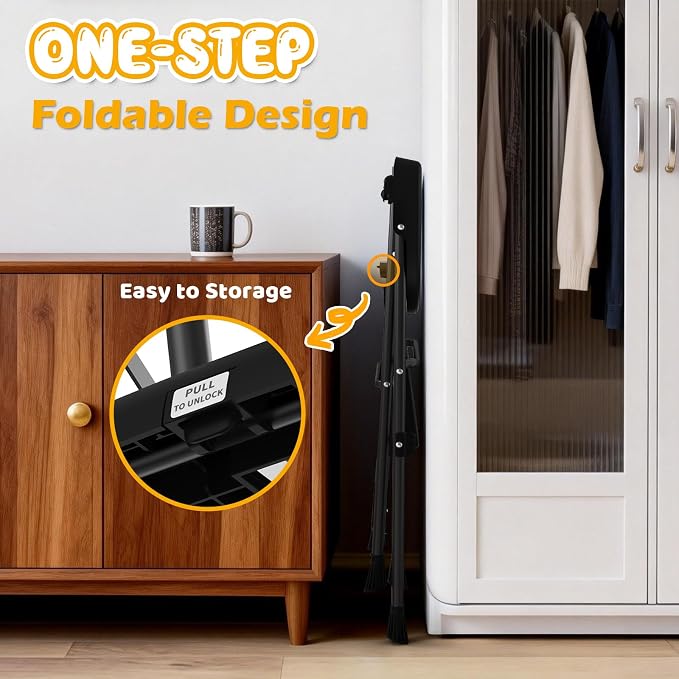 HBTower Kids 2 Steps Step Stool,Toddler Tower for Kitchen Counter Learning,Toddler Kitchen Stool Helper with Anti-Drop Safty Railing Kids Standing Folding Stepper(Black)