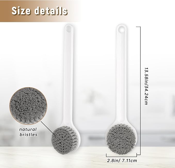 New Upgrade Shower Brush with Soft Nylon Bristles, Long Handle Shower Bath Brush, Back Scrubber for Shower, Body Exfoliator for Wet or Dry Brushing