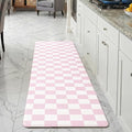 Pink Checkered Grid Checkerboard Kitchen Rug Sets [1 PC], Anti-Fatigue, Waterproof Non-Slip Kitchen Mats Heavy Duty Ergonomic Comfort Foam Rug for Floor, Home, Laundry,17"x59"