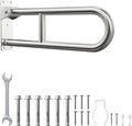 Toilet Grab Bar, Bathroom Safety Handrail Wall Mounted, 304 Stainless Steel Flip Up Folding Support Rail for Elderly Seniors and Handicap Assistance (24 Inch)