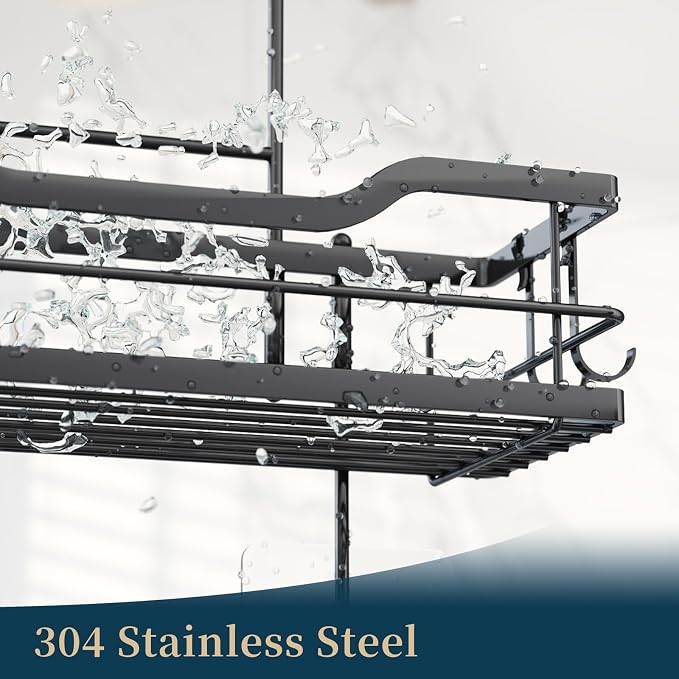 Consumest Over The Door Shower Caddy - 3 Tier Shower Shelves Hanging with Soap Holders, Large Capacity Shower Organizer with 6 Hooks, Bathroom Rack and Storage, Black