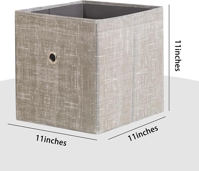 Foldable Storage Cubes Bins ,11 Inch Cloth Storage Cube Fabric Storage Box Cubes Organizer Baskets with Handles for Home Organizer Set of 3 (Cowboy Grey)
