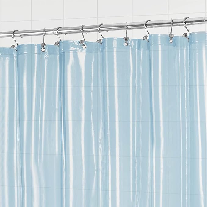 Barossa Design Clear Blue Long Shower Curtain Liner 78" Height - 3 Magnets & Waterproof Lightweight PEVA Shower Liner for Bath Tub, PVC Free, Metal Grommets, Clear Blue, 72x78