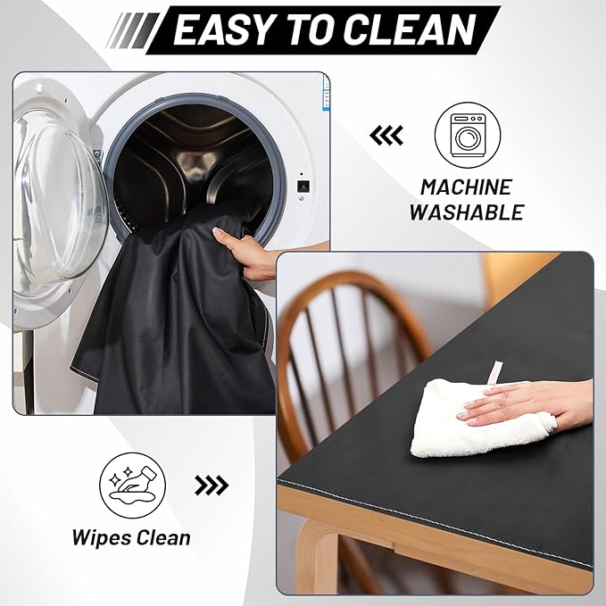 Drydiet 55x55 Inch Extra Large Craft & Painting Floor Mat - Waterproof Non-Slip PVC Art Rug, Floor Protector for Easel Painting Pottery Messy Projects, Washable Roll-up Spill Mat(Black, Plain)