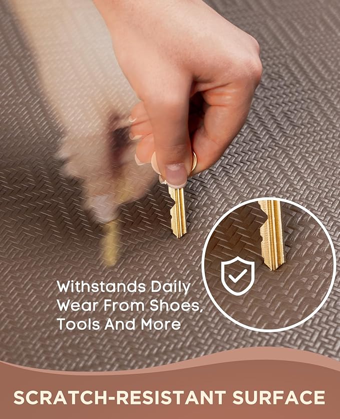 Ophanie Kitchen Mats for Floor, 1/2 Inch Thick Kitchen Rugs, 20x32 Anti Fatigue Standing Cushioned Mat, Waterproof,Comfort Ergonomic Mat for Office, Home, Sink, Brown Non-Slip Bottom