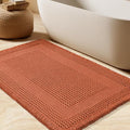 Upgrade Waffle Bath Mat, Boho Bathroom Rugs Absorbent Non Slip, Ultra Soft Bathroom Mat, Machine Washable Knit Bath Rugs with Tassels for Bathroom, Bedroom, Kitchen,Shower,Tub, 32"x20", Burnt Orange