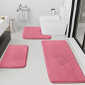 HUXMEYSON Bathroom Rugs Sets 3 Piece, Non-Slip & Quick Dry Bath Mat Set, Ultra Soft Velvet Bath Rugs for Bathroom, Toilet and Shower Floor, Pink
