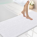 Smiry Luxury Chenille Bathroom Rugs 59x24, Extra Soft and Absorbent Shaggy Bath Mat, Machine Washable, Non-Slip Plush Carpet Runner for Tub, Shower, and Floor, Home Decor Accessories, White