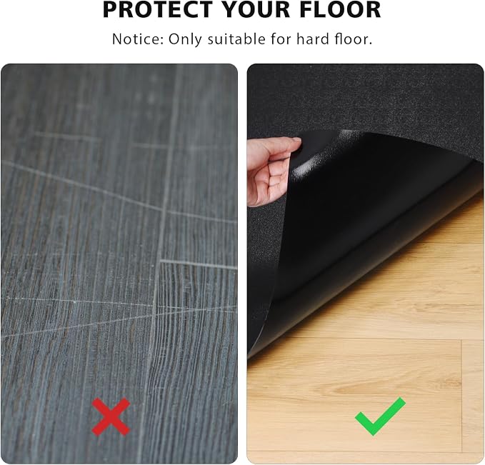 Vinyl Floor Mat for Home，5'×7' Black Waterproof Area Mat for Under Dining Room Table, Sturdy Plastic Rug Protector for Kitchen, Living Room, Yard, Garage