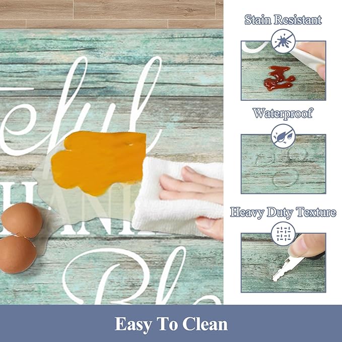 HEBE Anti Fatigue Kitchen Mat Set of 2 Non Slip Cushioned Kitchen Mats for Floor Waterproof Farmhouse Kitchen Rugs and Mats Set Comfort Standing Desk Mat Carpet for Sink,Office,Laundry