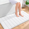 OLANLY Memory Foam Bath Mat 44x24, Super Soft Absorbent Bathroom Rugs, Quick Dry, Machine Washable Shower Floor Rugs, Bathmat Carpet, Bathroom Home Decor Accessories, White