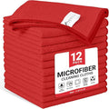 SIFANGKE Microfiber Cleaning Cloth, 12 Pack Red Cleaning Rags for Housekeeping, Reusable Microfiber Towels for Car, Kitchen, Bathroom and Household Cleaning Supplies, 11.8"X11.8"