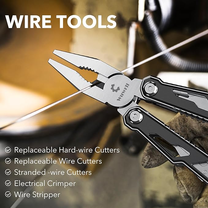 Wuwrll Multitool with Safety Locking,16-in-1 Multi Tool Stainless Steel Pocket Knife Set with Pliers, Upgrade Camping Tool Gifts for Men,for Survival, Camping, Hiking, Outdoor 10 Pcs