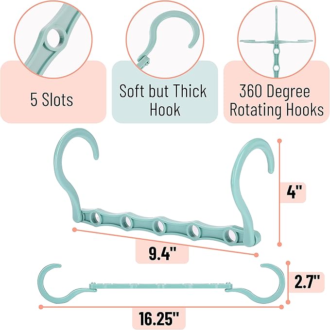 Mr. Pen- Space Saving Hangers, 8 pcs, 360° Rotating Hooks, Magic Cascading Hanger Organizer with 5 Enclosed Slots, Closet Organizers and Storage for Clothes, College Dorm Room Essentials