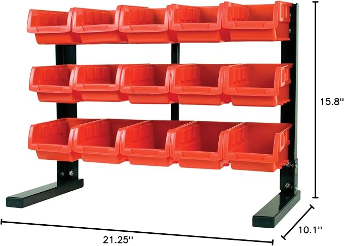 MaxWorks 80695 Bench/Table Top 15-Bin Parts Rack (Pack of 3)