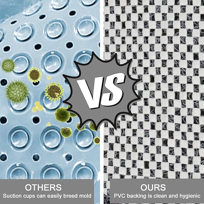 Shower Mat Non Slip, Round Shower Mat for Inside Shower, Non Slip Bathtub Mat, Fast Drying Bath Tub Mats, Loofah Mat for Shower Bathroom, Quick Drying, Resistant (Grey, 24 x 24 Inch)