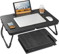 BUYIFY Foldable Laptop Bed Desk for Couch, Sofa - Large Lap Desk Tray Table with Cup Holder and Tablet Slot - Portable Notebook Stand for Eating, Writing, Studying and WFH -NEW-006-USA Original Patent