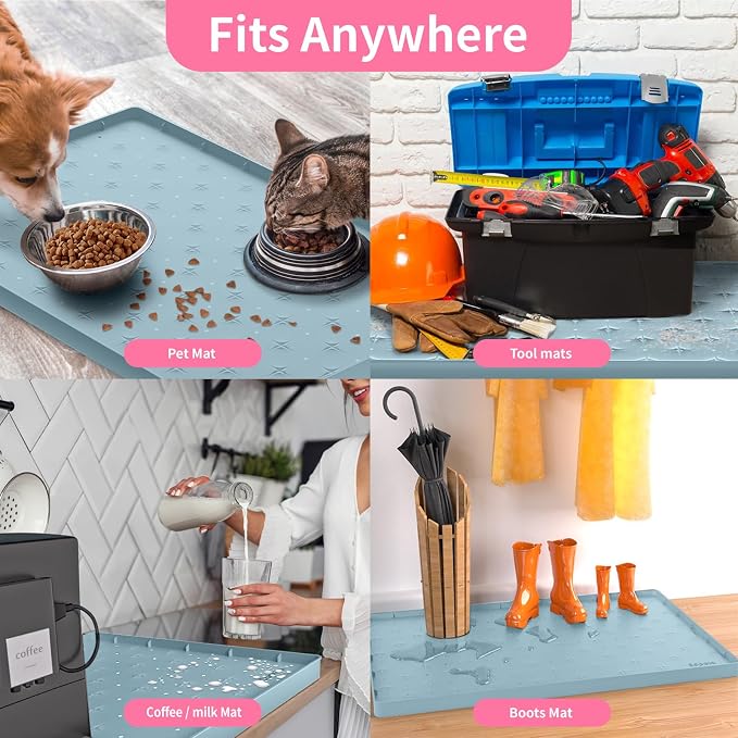 Sdpeia Under Sink Mat 31"×22" Waterproof Silicone Cabinet Liner & Sink Protector for Kitchen & Bathroom, Multi-Purpose Organizers Tray for Pets, Laundry, Cat Litter Mat