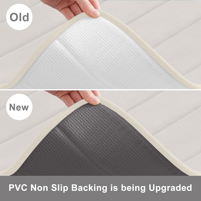 Buganda Memory Foam Bath Mat, 55" x 24", Ultra Soft and Non-Slip Bathroom Rugs, Water Absorbent and Machine Washable Bath Rug Runner for Bathroom, Shower, and Tub, Cream