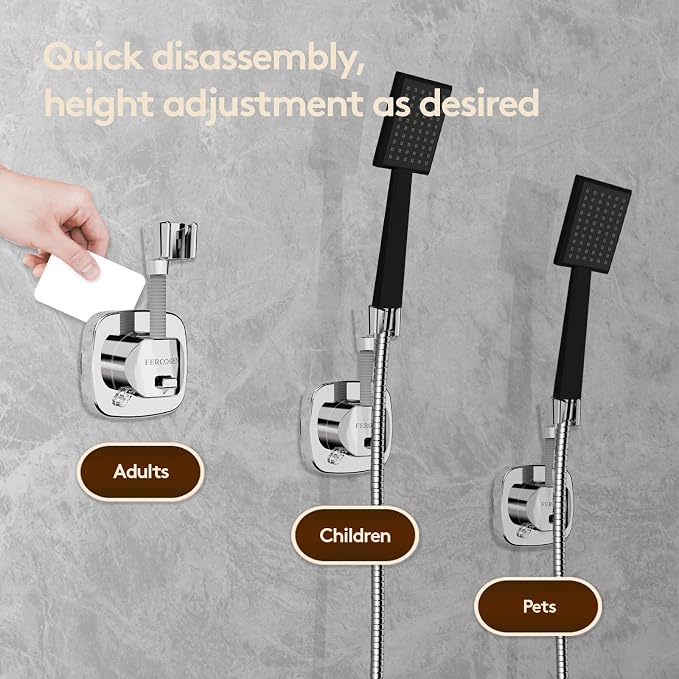 360° Swivel Shower Head Holder with Suction Cup | 10kg Load Capacity, Tool-Free Installation in Seconds | Removable and Rust-Resistant Shower Bracket with Storage Hook (Grey)