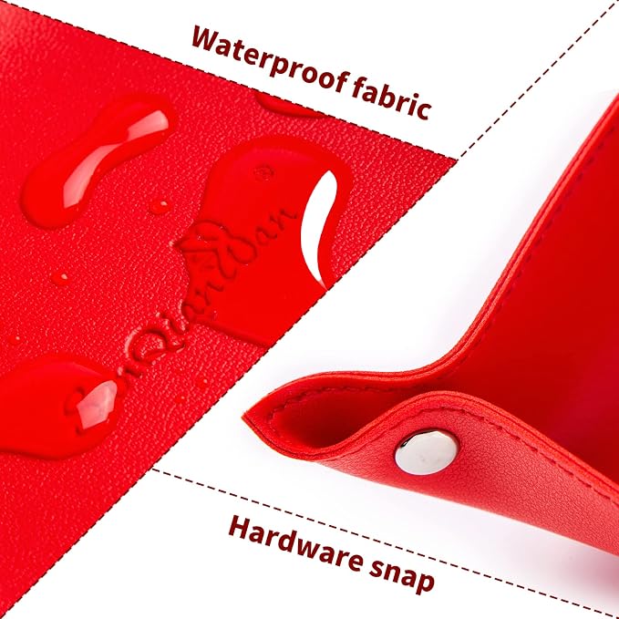 Leather Jewelry Valet Tray for Women and Man, Portable Entryway Table Tray Bedside Nightstand Desk Tray Small Catchall Travel Dish Plate for Key,Wallet,Watch,Coin (Red-B)