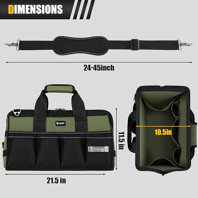 UUP Heavy Duty Tool Bag 20-Inch, Extra Large 16-Pocket Portable Empty Tool Box Organizer Storage, Toolbox Organization, Soft Handle Carrying Toolbag with Zipper, Father Dad Men Mechanic Birthday Gift