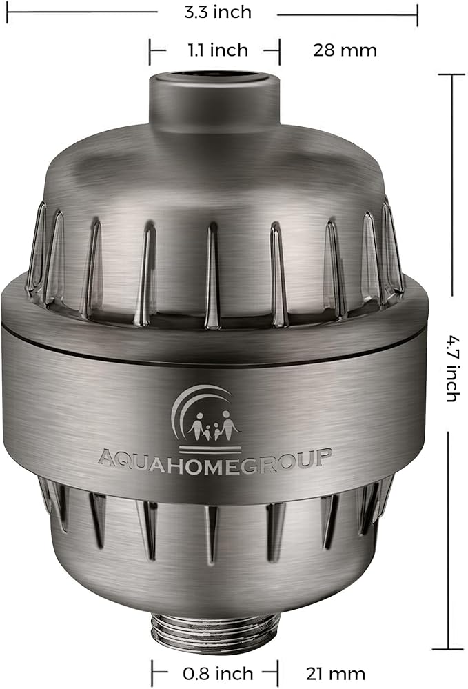 AquaHomeGroup 20 Stage Shower Filter with Vitamin C E and A - Reduces Chlorine, Heavy Metals and Sediment - 2 Cartridges Included - Consistent Flow - Brushed Nickel