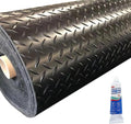 Heavy Duty Diamond-Plate Rubber Flooring Roll 4x10 FT, Multi-Purpose Waterproof Anti-Slip Floor Mat, Easy to Clean Under Equipment, Mats for Garage, Gym, Stable, Basement, Kennel
