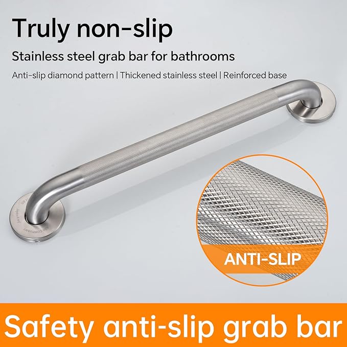 joyrain Shower Grab Bars for Seniors and Elderly-Wall Mounted Safety Rails for Bathroom Anti-Slip and Toilet Assistance Standing-Sturdy Grab Bars for Shower