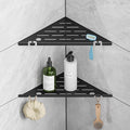 Permanent Grout-in Corner Shower Shelves with Hooks, Modern 304 Stainless Steel Shower Caddy for Bathroom Renovation & Hotel, Heavy Duty No-Drill Grout Mount Shower Organizer for Tile Wall,10", 2 Pack